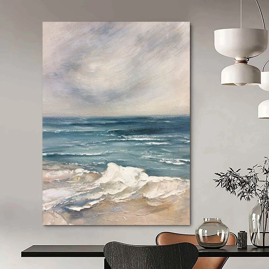 Grand - Sized Hand - Painted Custom Abstract Canvas for Office and Bar DTP048