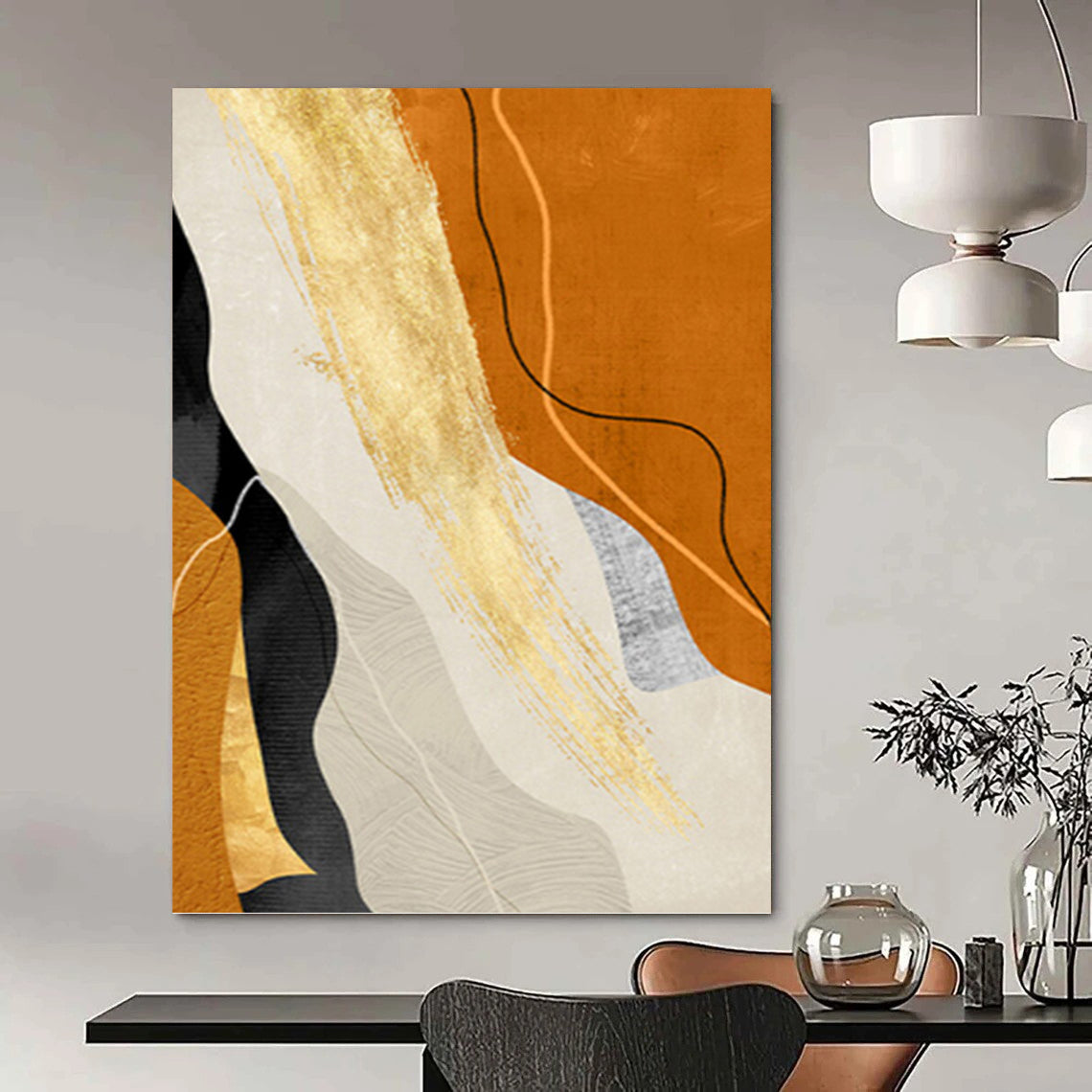 Vast - Sized Hand - Painted Custom Abstract Requiem (with Dynamic Textures), for Office and Dining Room DKH1517