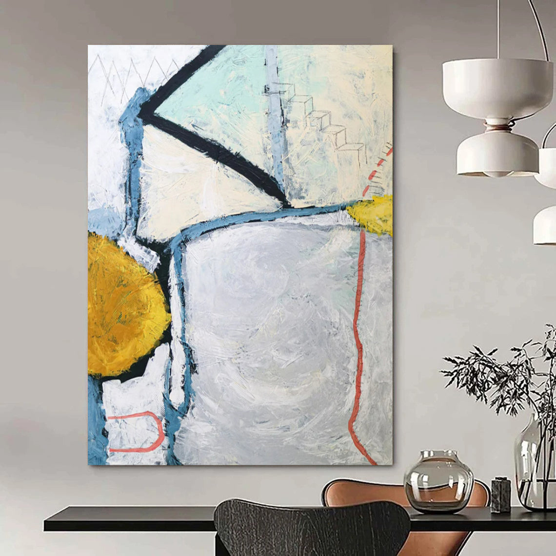 Sensational Enormous-Scale Hand-Painted Abstract Wall Installations: Grace Your Entryway & Hallway LargeART2392