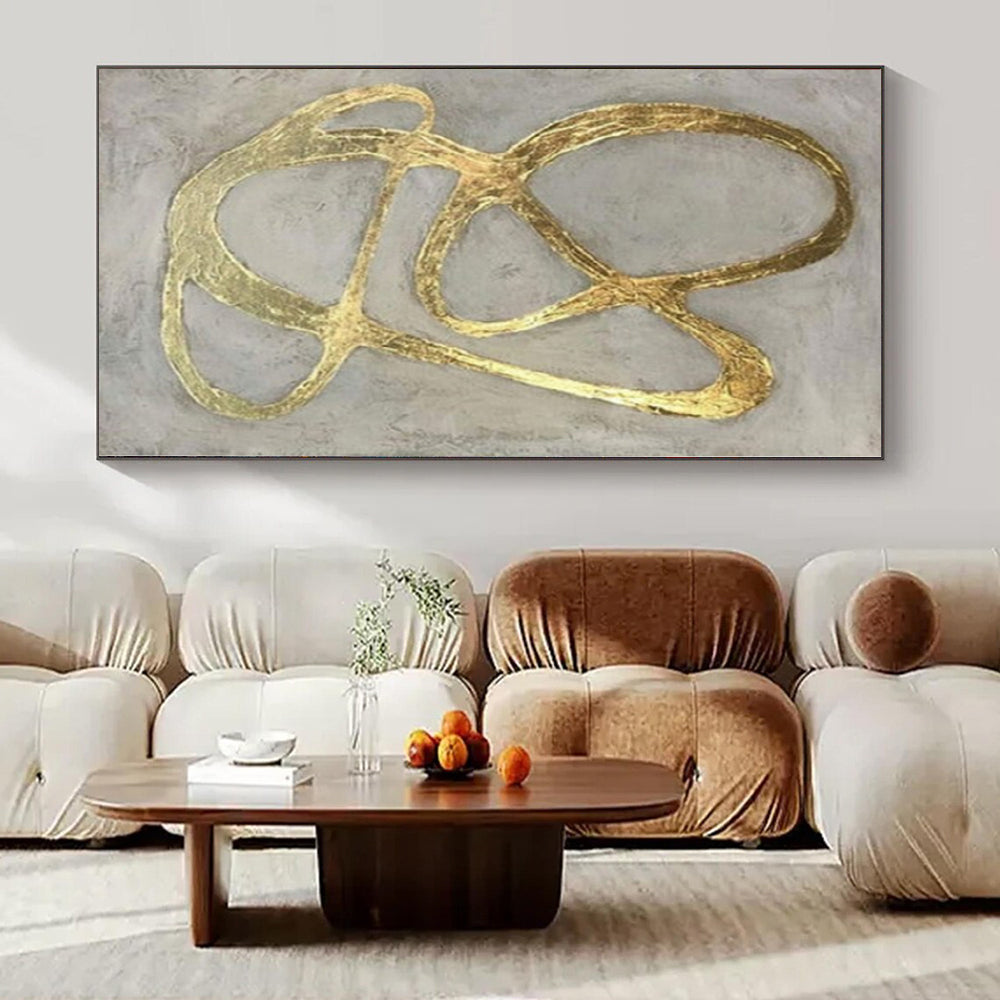 Giant Hand-Painted Contemporary Abstract Art for Family Home Basement Recreation Areas