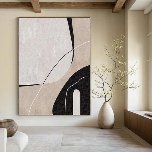 Sophisticated Hand-Painted Abstract Art for Living Room Behind Sideboards