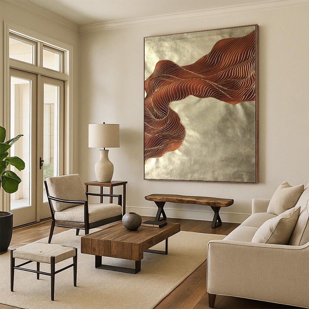 Immense Hand-Painted Abstract Art for Home Gym Mirror Wall Opposites