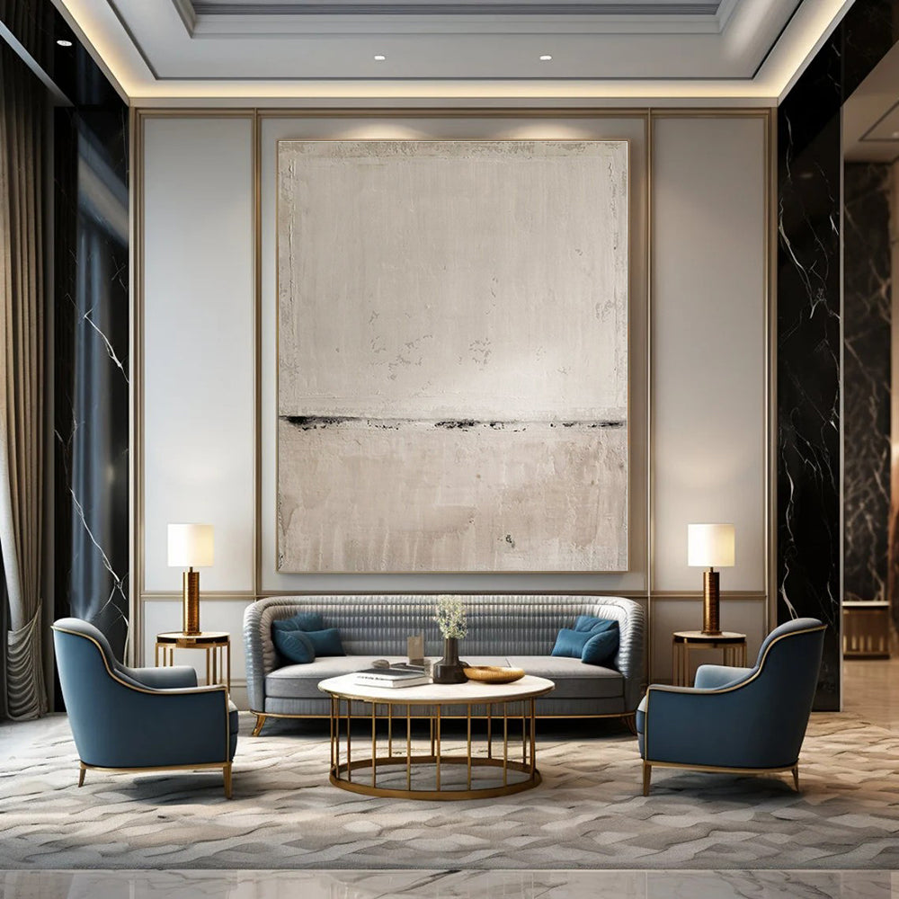 Large-Scale Hand-Painted Abstract Painting for Office and Hotel Conference Rooms