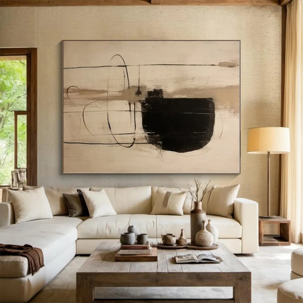 Gigantic Hand-Applied Abstract Painting for Home Library Knowledge Wall