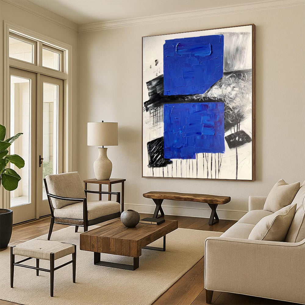 Oversized Custom Abstract Painting for Home Wine Cellar Barrel Racking and Tasting Areas