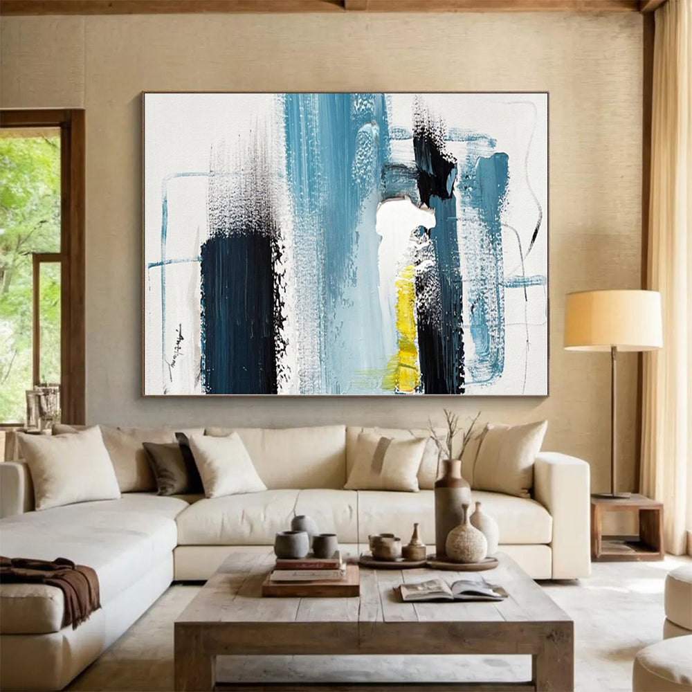 Made-to-Order Oversized Hand-Painted Abstract Art for Living Room Entertainment Wall