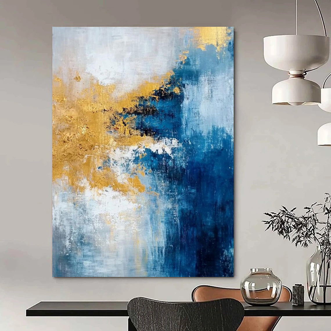 Extra-Huge Hand-Painted Modern Abstract Canvas for Luxury Villa Home Theaters