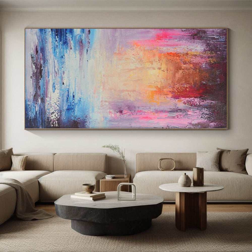 Immense Abstract Japanese Garden - Hand-Painted Gouache for Tea Ceremony Rooms