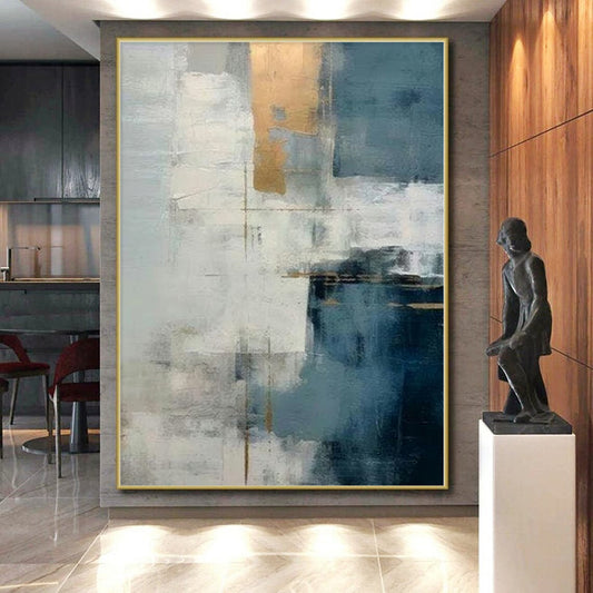 Immense Hand-Painted Abstract Canvas for Dining Room Banquet Walls