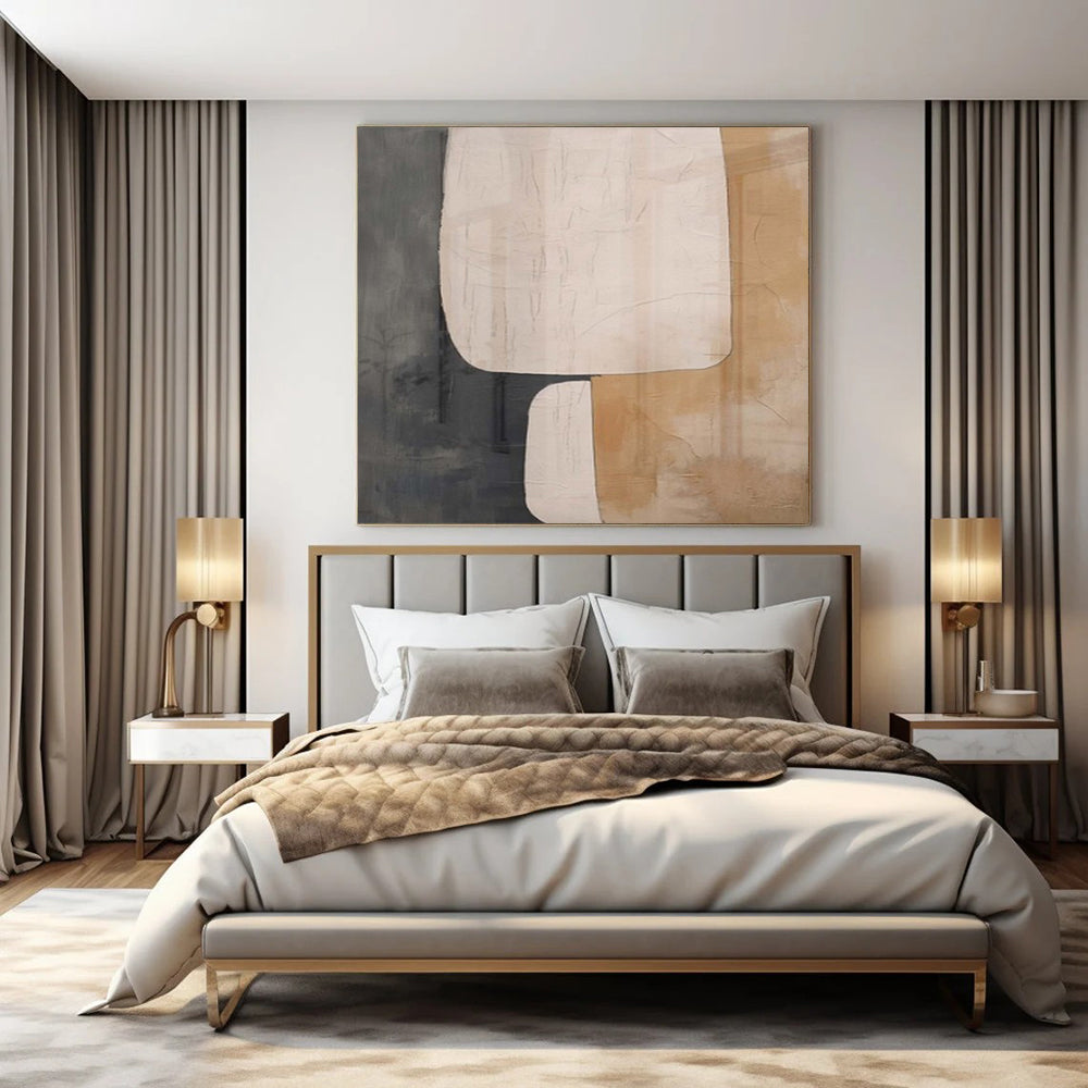 Oversized Hand-Painted Modern Abstract Painting for Family Home Sunrooms