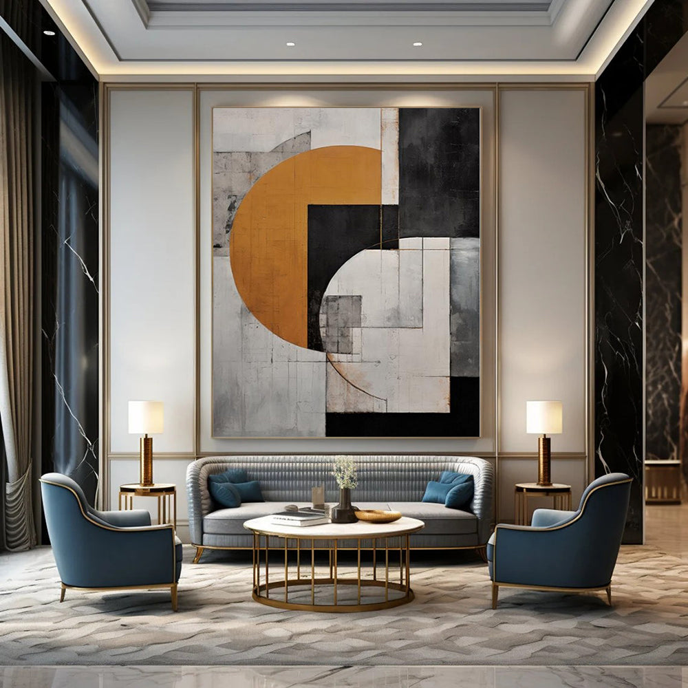 Textured Terracotta Hand-Painted Abstract Art for Mediterranean Dining Rooms