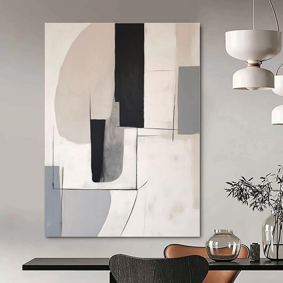Large-Scale Hand-Painted Abstract Canvas for Living Room and Bar