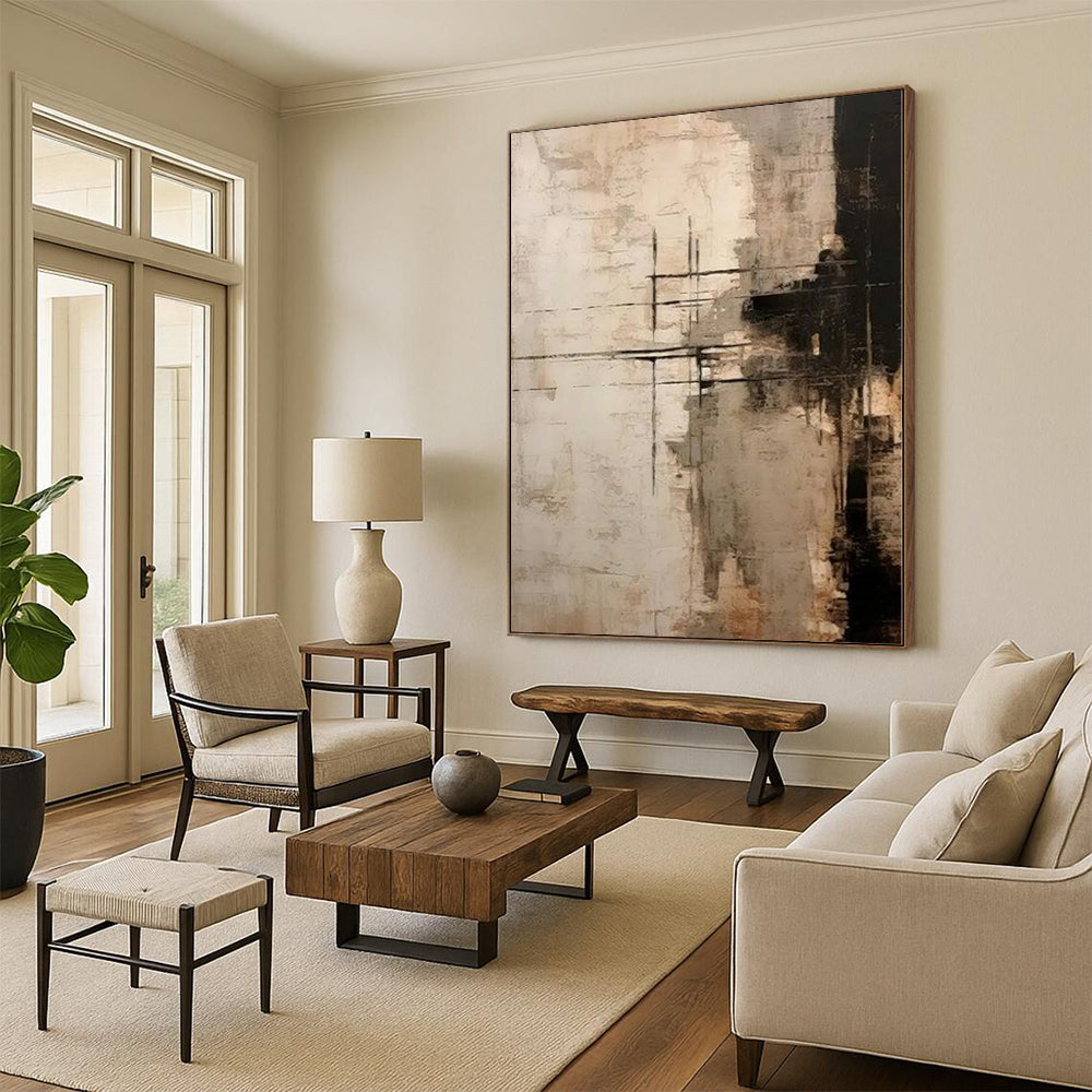 Custom Oversized Abstract Canvas for Family Game Room Feature Walls