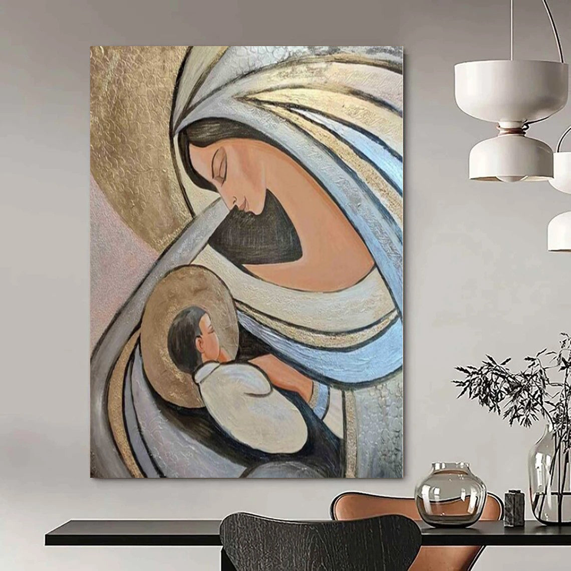 Candlelit Ambiance Hand-Painted Canvas for Intimate Dining Rooms