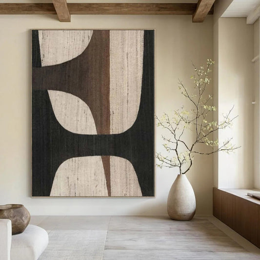 Immense Abstract Canvas for Living Room Bay Windows - Hand-Painted Resin