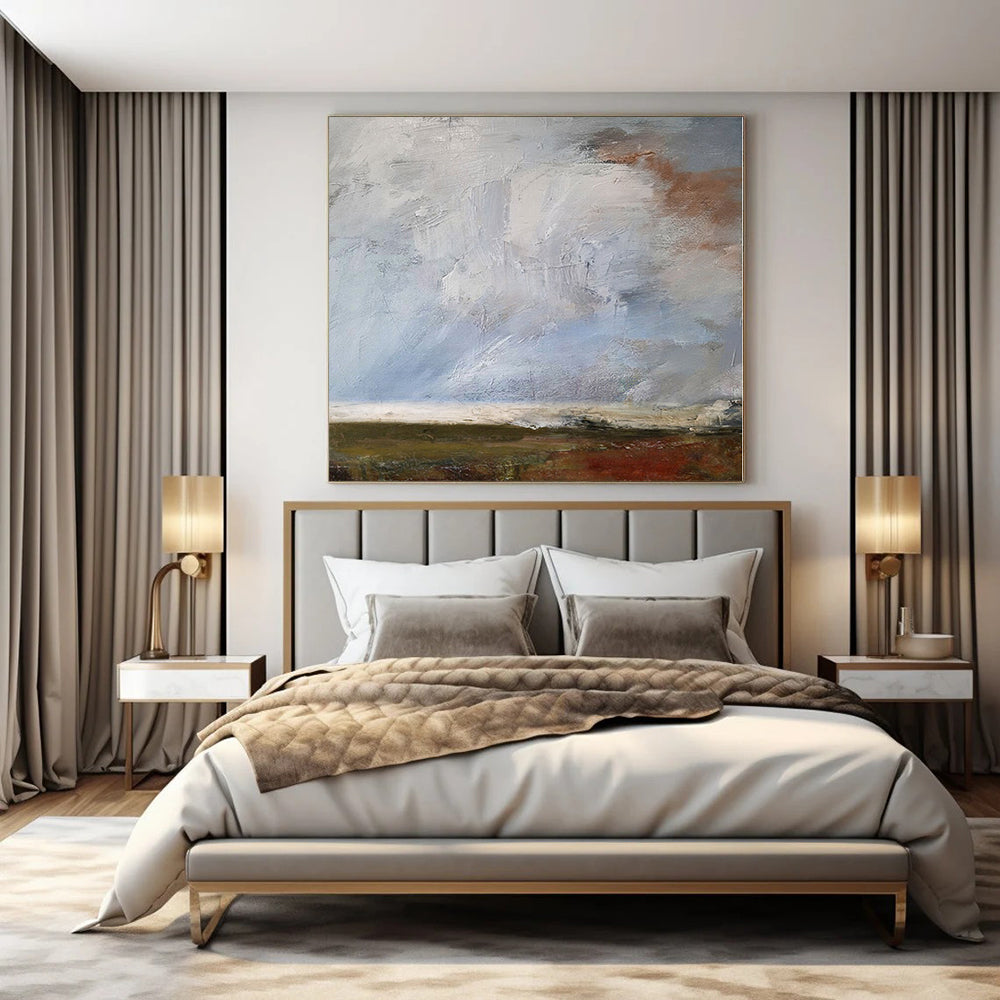Luxurious Hand-Painted Abstract Wall Art for Behind Living Room Sectional Sofas