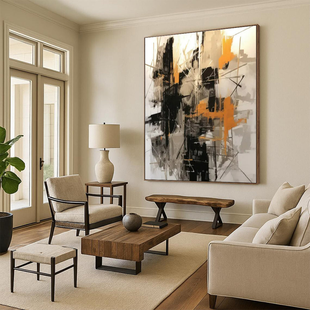 Oversized Contemporary Abstract Wall Art for Kitchen Island Visual Accent