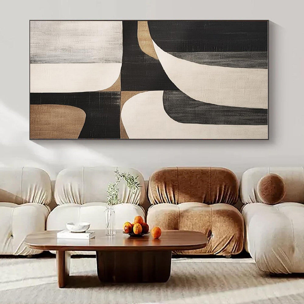 Oversized Custom Hand-Painted Abstract Canvas for Dining Room and Hotel Lobby Lounge