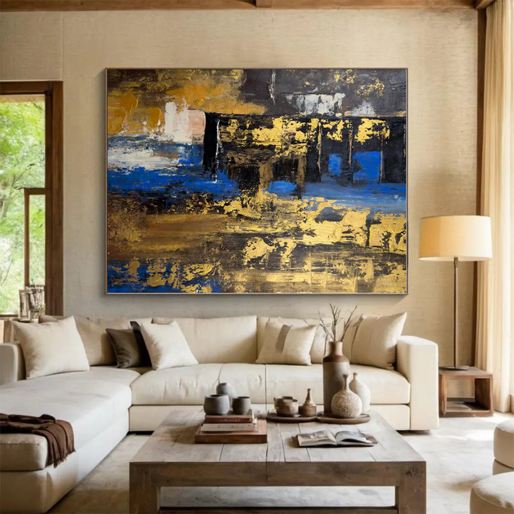 Huge Hand-Painted Abstract Canvas for Attic Storage and Display Wall