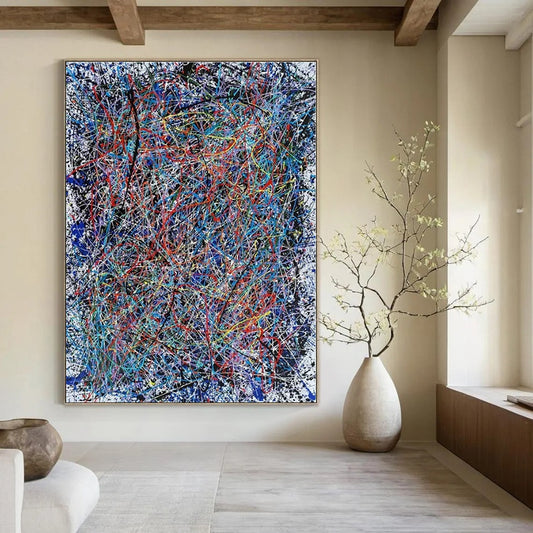Oversized Custom Hand-Painted Abstract Canvas for Office Training Halls