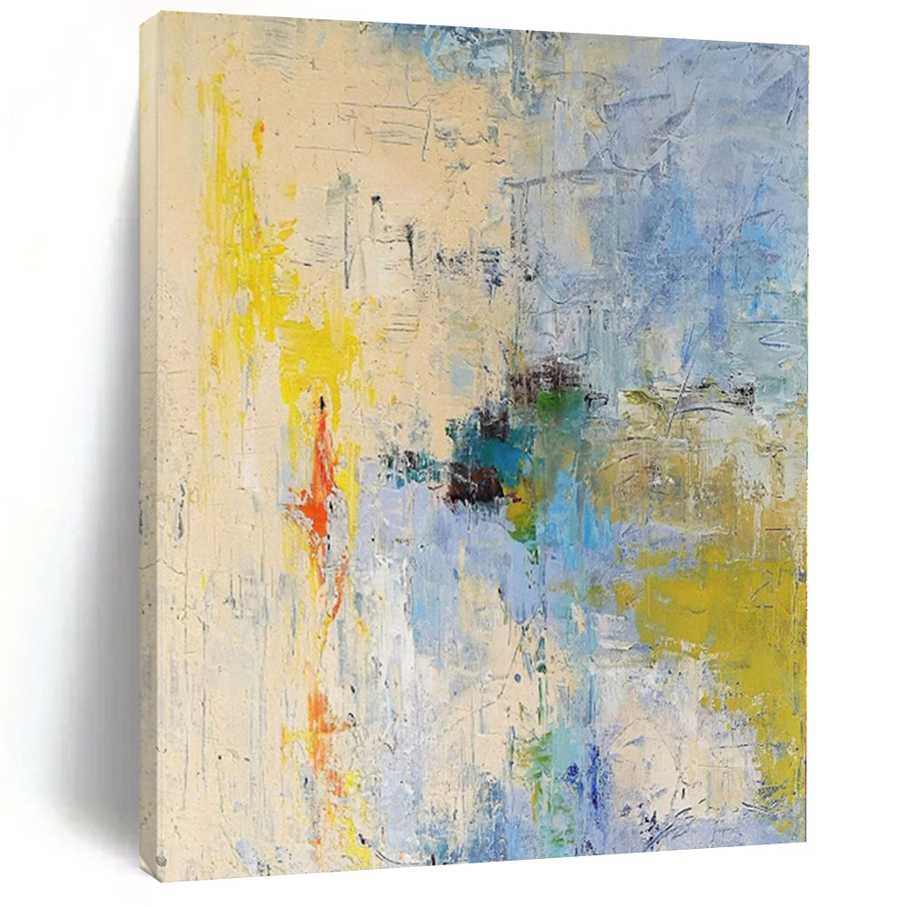 Immense Abstract Canvas for Breakfast Nook Benches - Hand-Painted Resin on Canvas