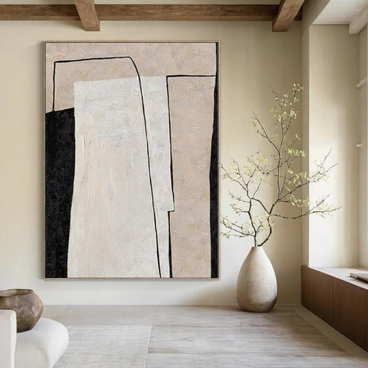 Colossal Hand-Painted Contemporary Abstract Canvas for Living Room Above Bookcases