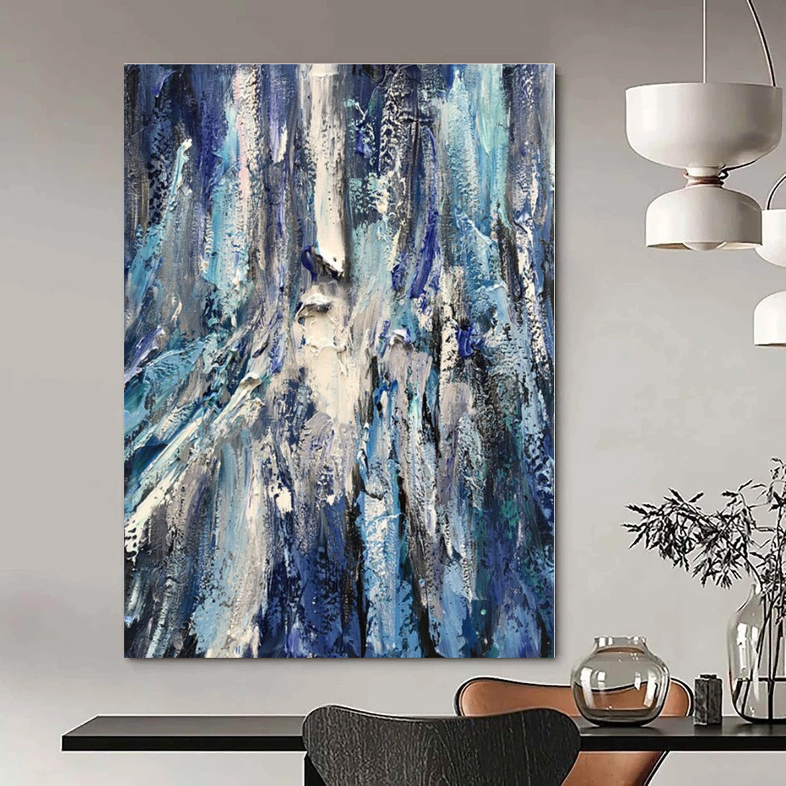 Oversized Custom Hand-Painted Abstract Painting for Office and Hotel Executive Suites