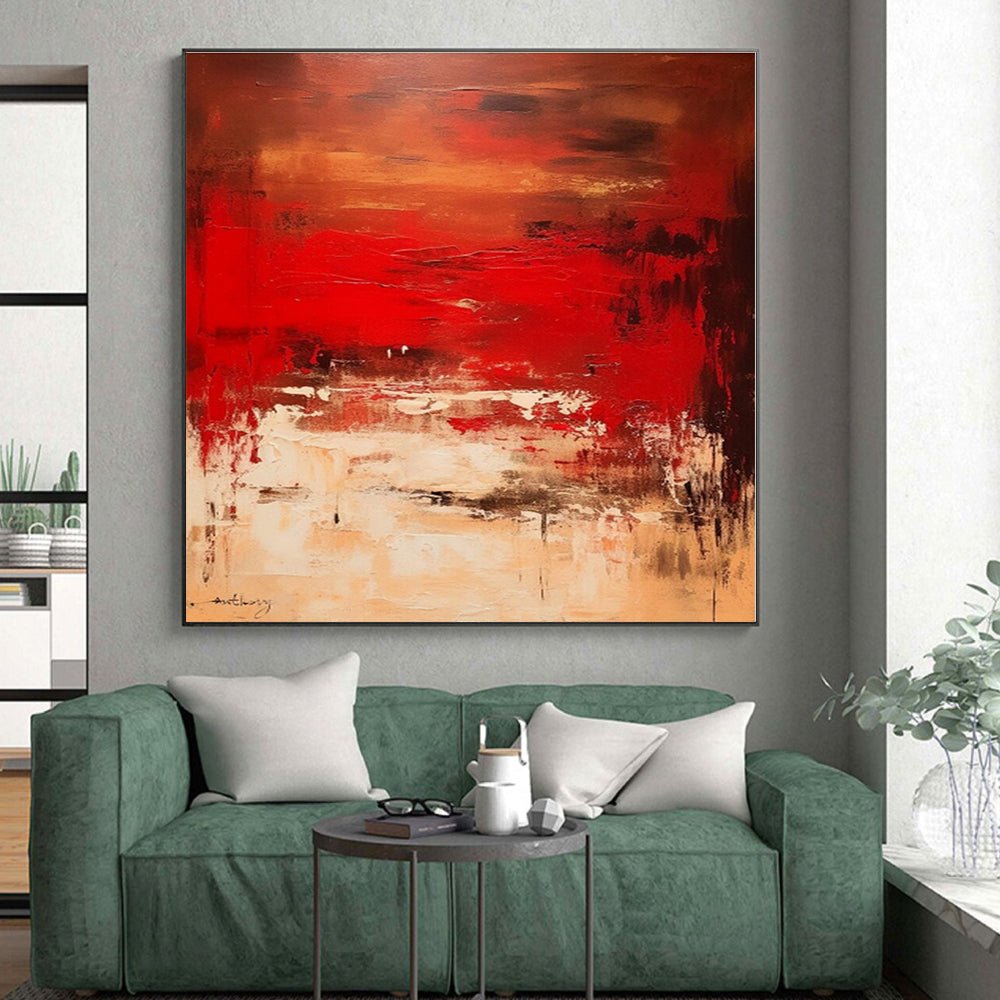 Custom Large-Scale Hand-Painted Abstract Canvas for Family Room Focal Wall