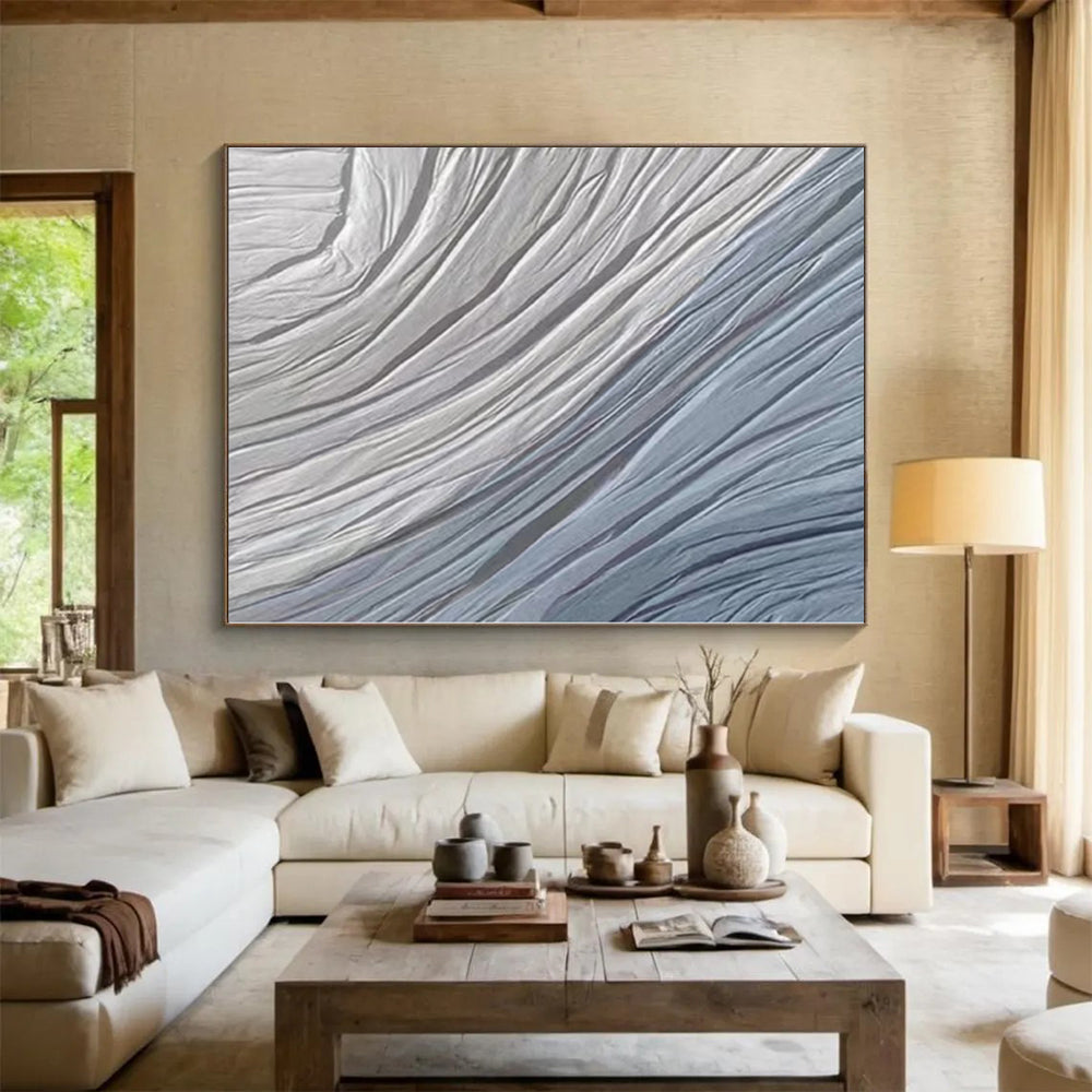 Oversized Custom Abstract Art for Mudroom Entry Feature Wall