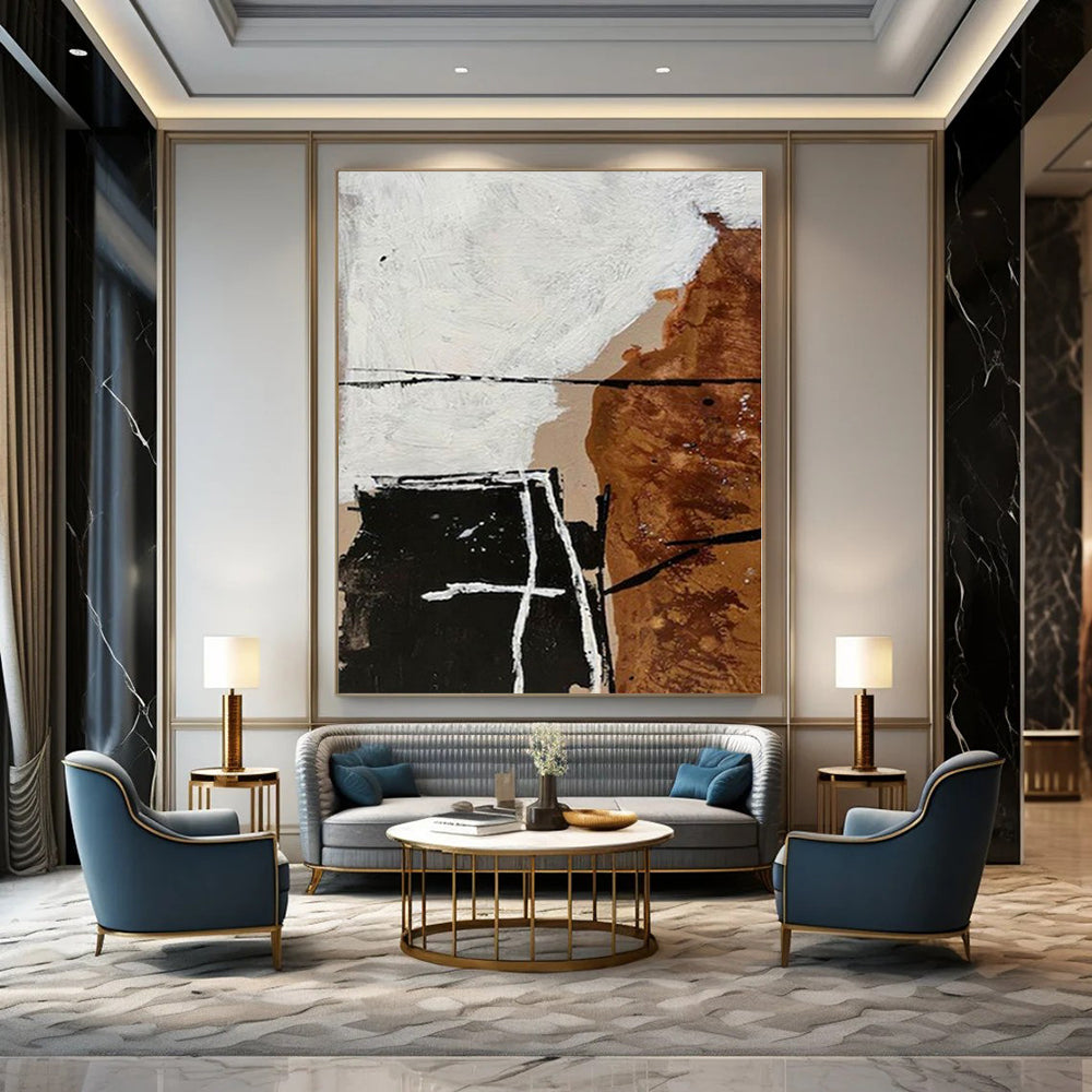 Gigantic Hand-Painted Modern Abstract Art for Living Room Fireplace Mantels