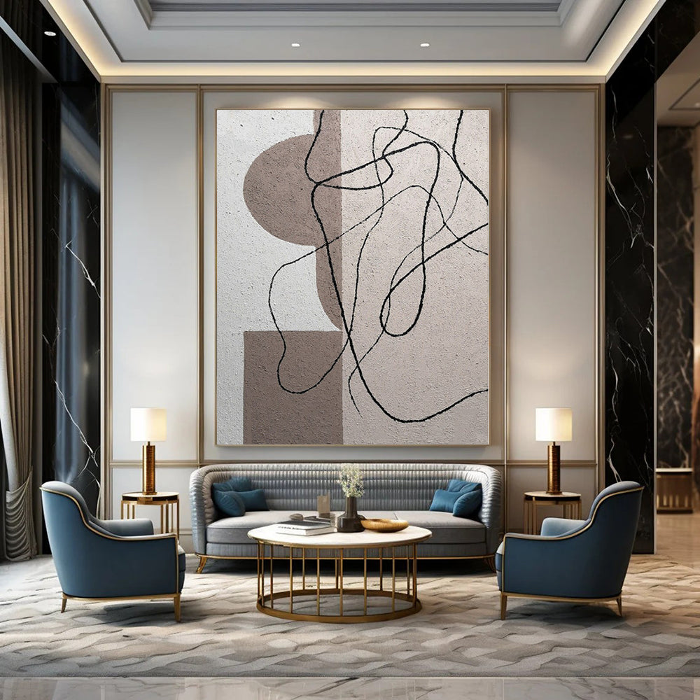 Huge Hand-Painted Contemporary Abstract Painting for Family Home Artistic Workshops