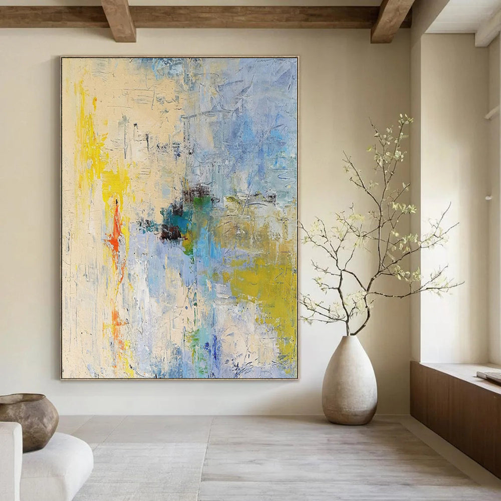 Immense Abstract Canvas for Breakfast Nook Benches - Hand-Painted Resin on Canvas