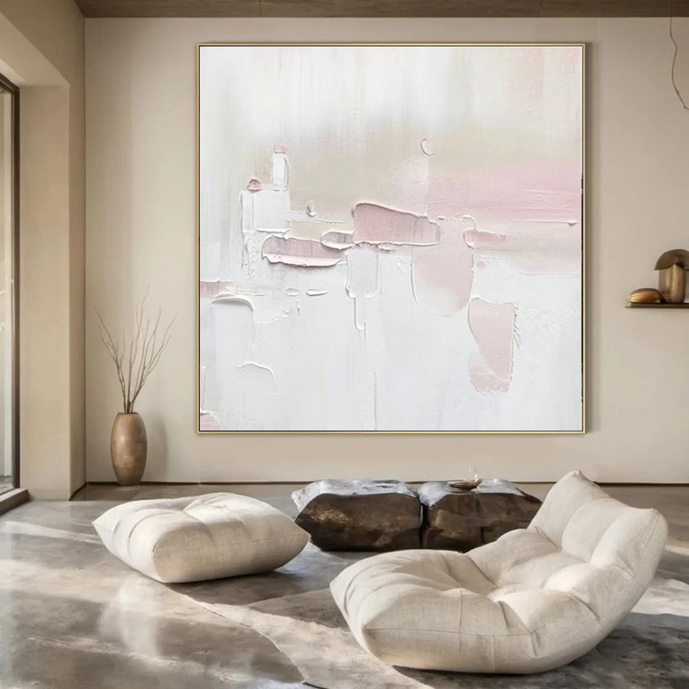 Oversized Custom Hand-Painted Abstract Canvas for Dining Room and Hotel Lobby Lounge