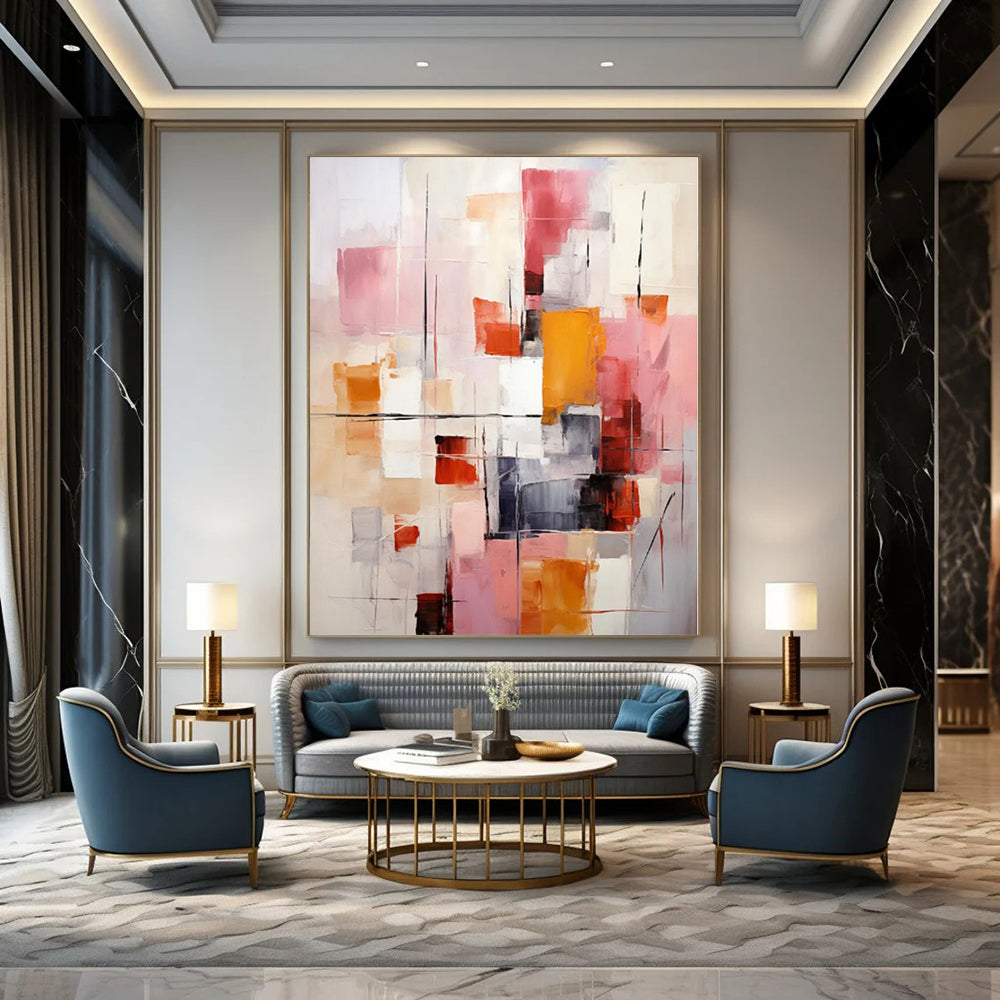 Giant Abstract Painting for Dorm Room Interiors - Hand-Painted Acrylic on Canvas