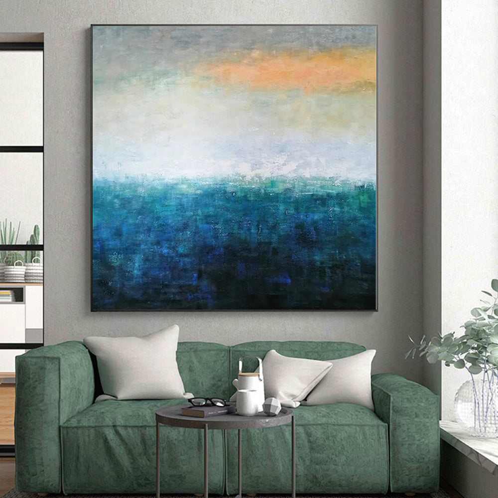 Monumental Custom Abstract Painting for Home Library Study Carrel Walls