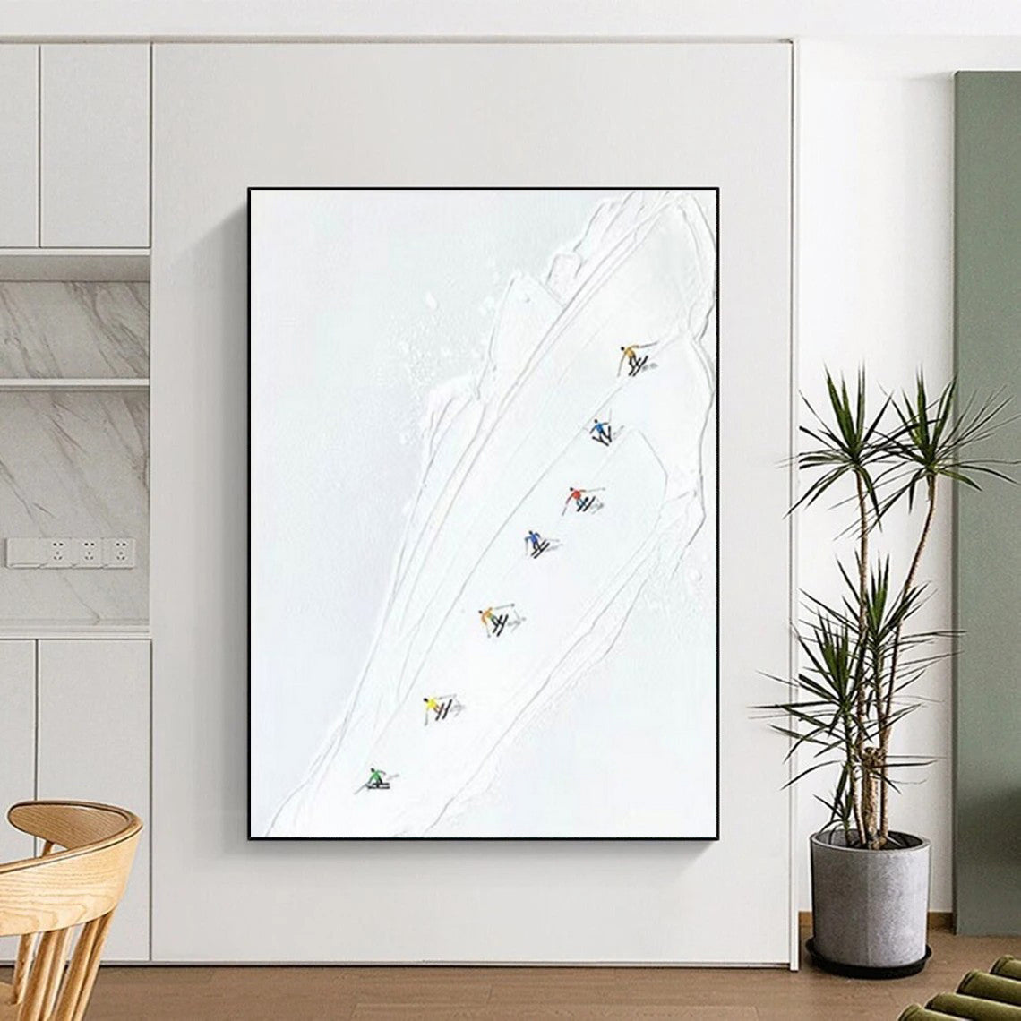 Giant Contemporary Abstract Art for Modern Bathroom Vanity Mirror Wall
