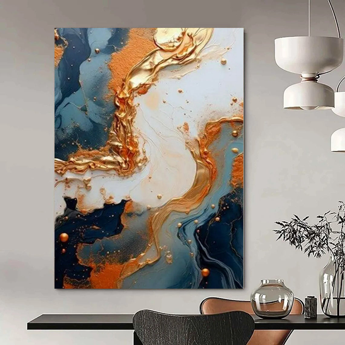 Huge Hand-Painted Contemporary Abstract Canvas for Bedroom Ceilings