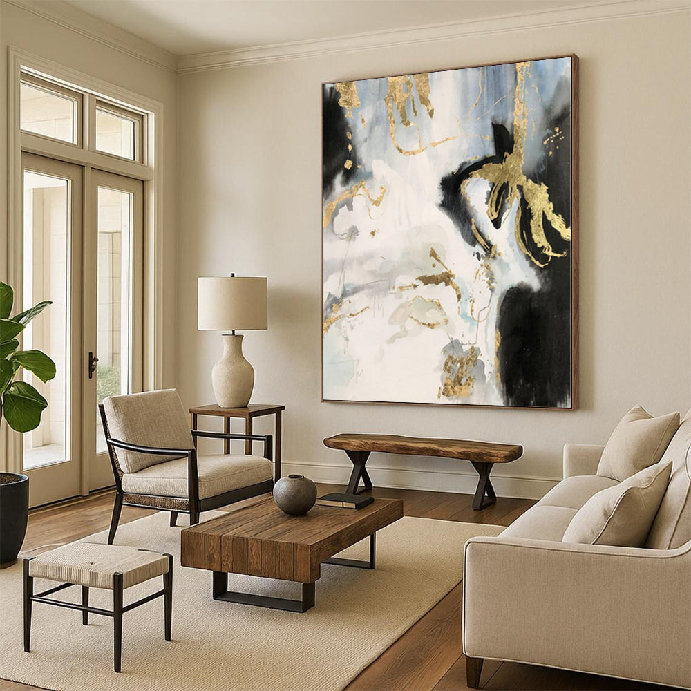 Gigantic Made-to-Order Abstract Painting for Living Room Fireplace Surround