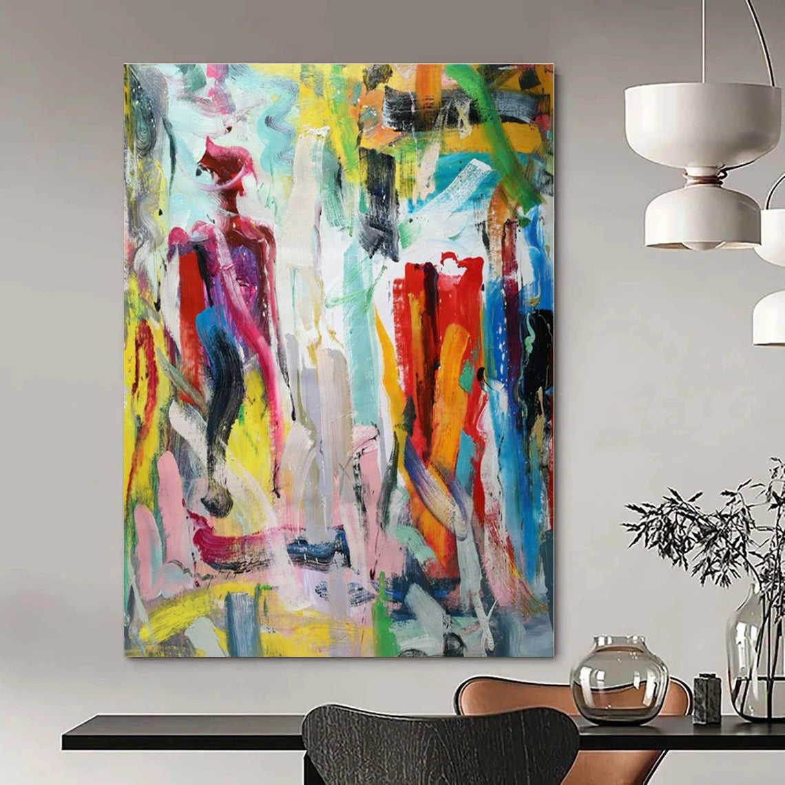 Hand-Painted Personalized Abstract Artwork for Office Customer Service Areas
