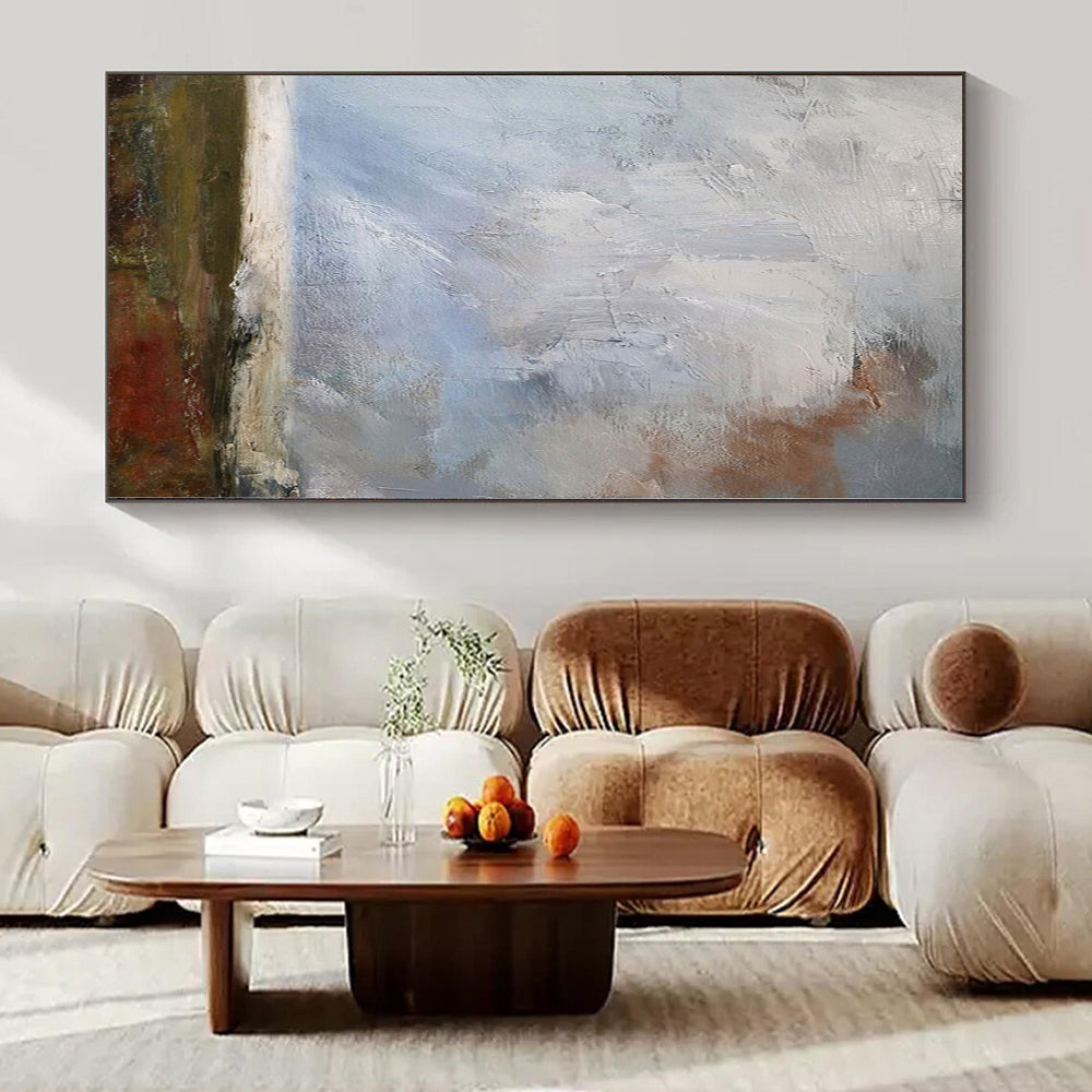 Luxurious Hand-Painted Abstract Wall Art for Behind Living Room Sectional Sofas