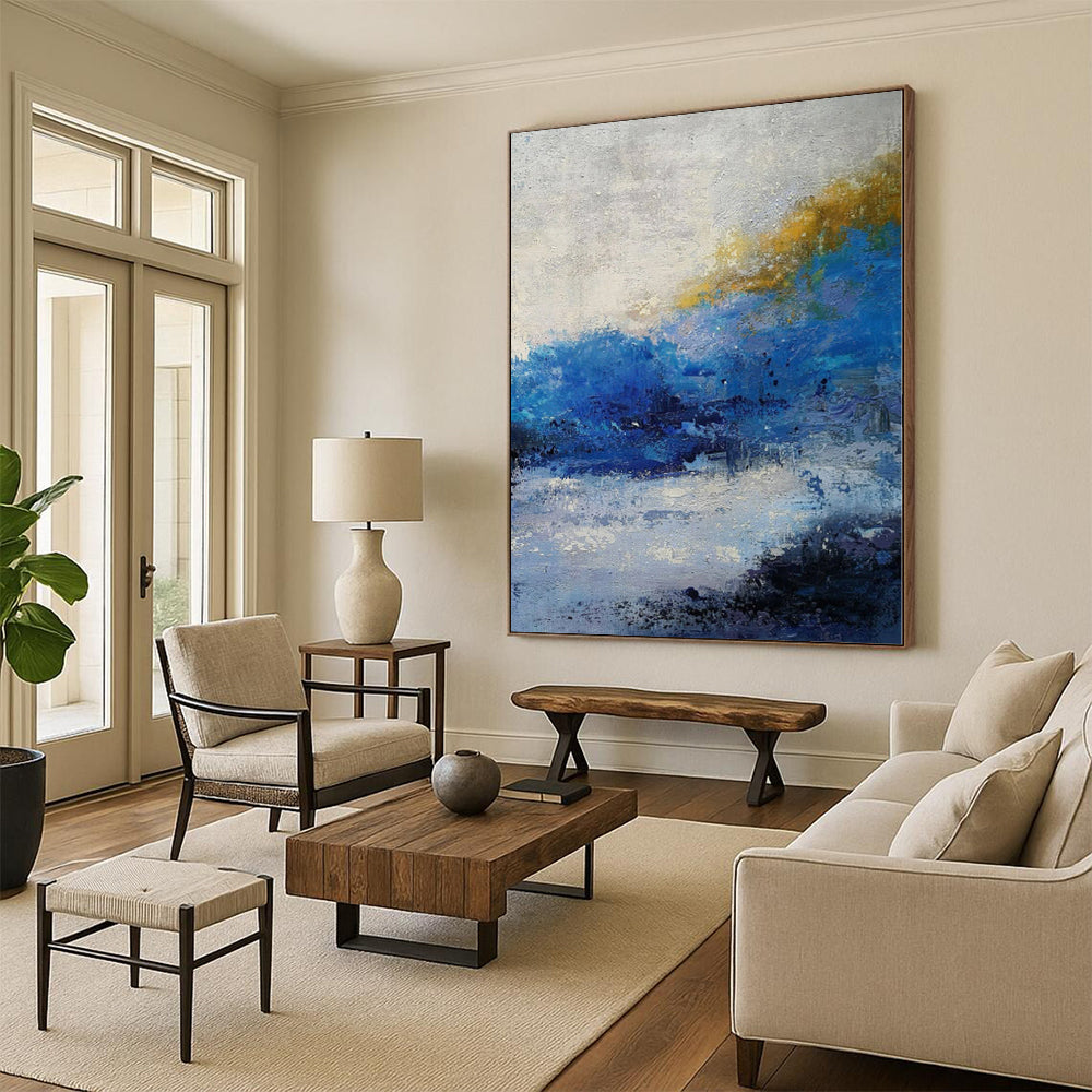 Grand Hand-Painted Abstract Canvas for Attic Storage and Display Shelf Walls