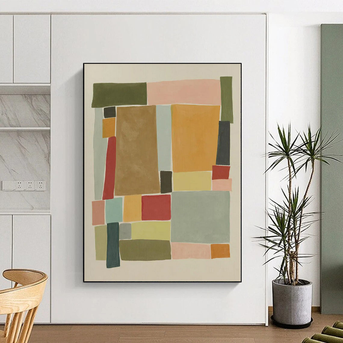 Giant Made-to-Order Abstract Painting for Living Room Bookshelf Feature Walls