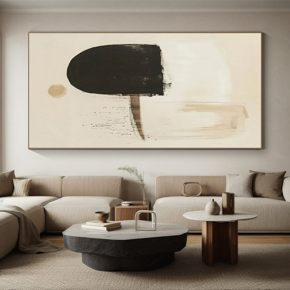 Immense Hand-Painted Abstract Canvas for Dining Room Buffet Areas