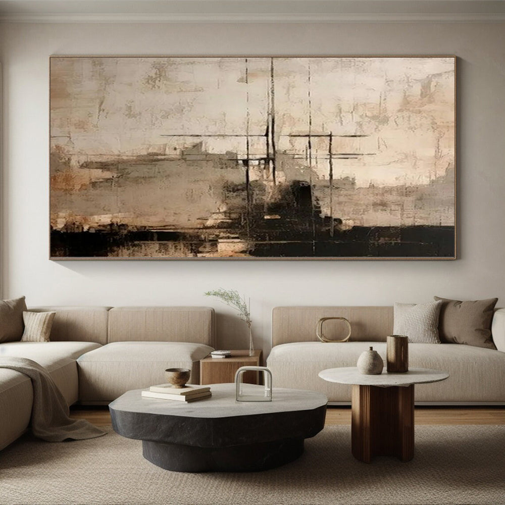 Custom Oversized Abstract Canvas for Family Game Room Feature Walls