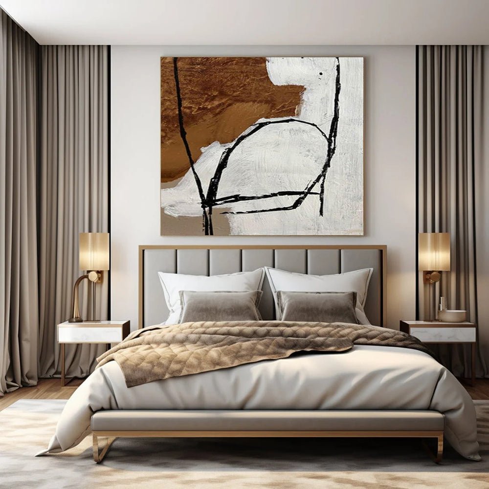 Oversized Hand-Painted Contemporary Abstract Mural for Living Room Open Walls