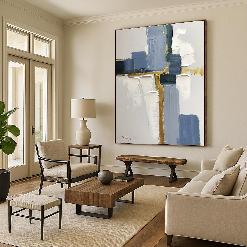 Huge Modern Abstract Painting for Attic Living Space Characterful Design