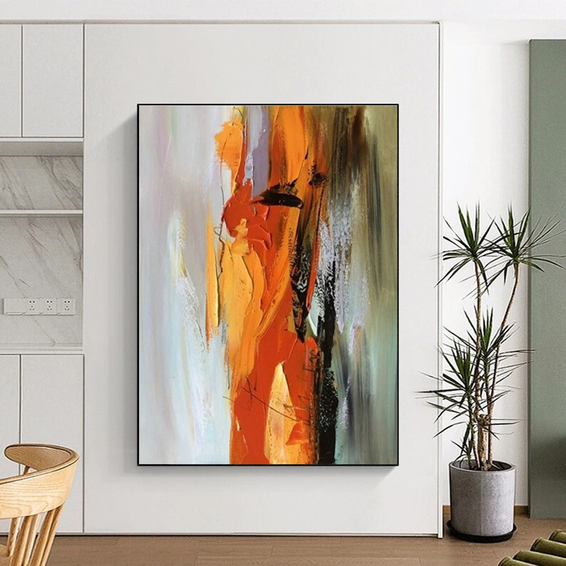 Massive Custom Hand-Painted Abstract Art for Walk-in Closet Mirror Wall LargeART0615
