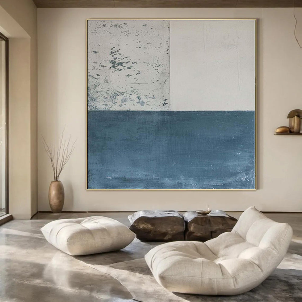 Grand Made-to-Order Abstract Canvas for Marine Biology Research Vessel Interiors