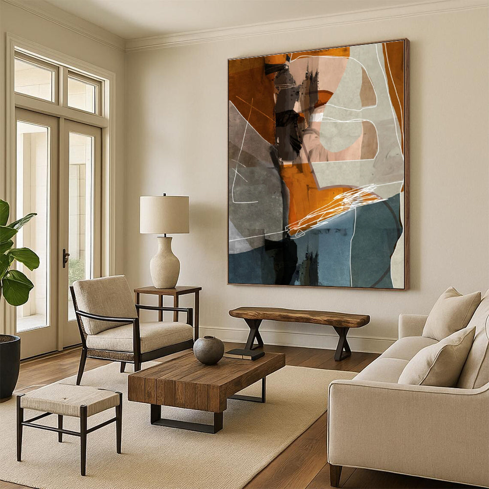 Gigantic Abstract Botanical Hand-Painted Painting for Mudroom Paw Wash Wall