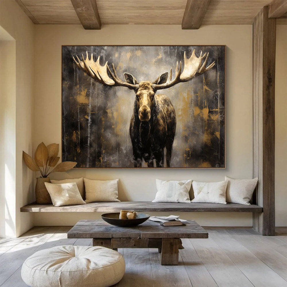 Majestic Moose in Gold - Rustic Luxury Wall Art DLZ079